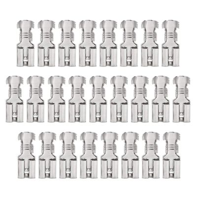 Davitu 10/25Pcs Set Uninsulated Female Spade Terminal Connectors Terminals Crimp Electrical Wire 1.5mm2/2.5mm2/6mm2 - (Color: 10PCS, Pins: 6mm2)