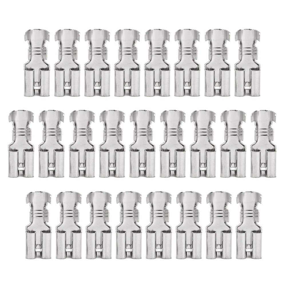Davitu 10/25Pcs Set Uninsulated Female Spade Terminal Connectors Terminals Crimp Electrical Wire 1.5mm2/2.5mm2/6mm2 - (Color: 10PCS, Pins: 6mm2)