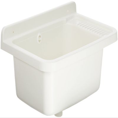 Adventa Sink Wall Mounted with Soap Dispenser, Outdoor Resin, White, 59x39x28