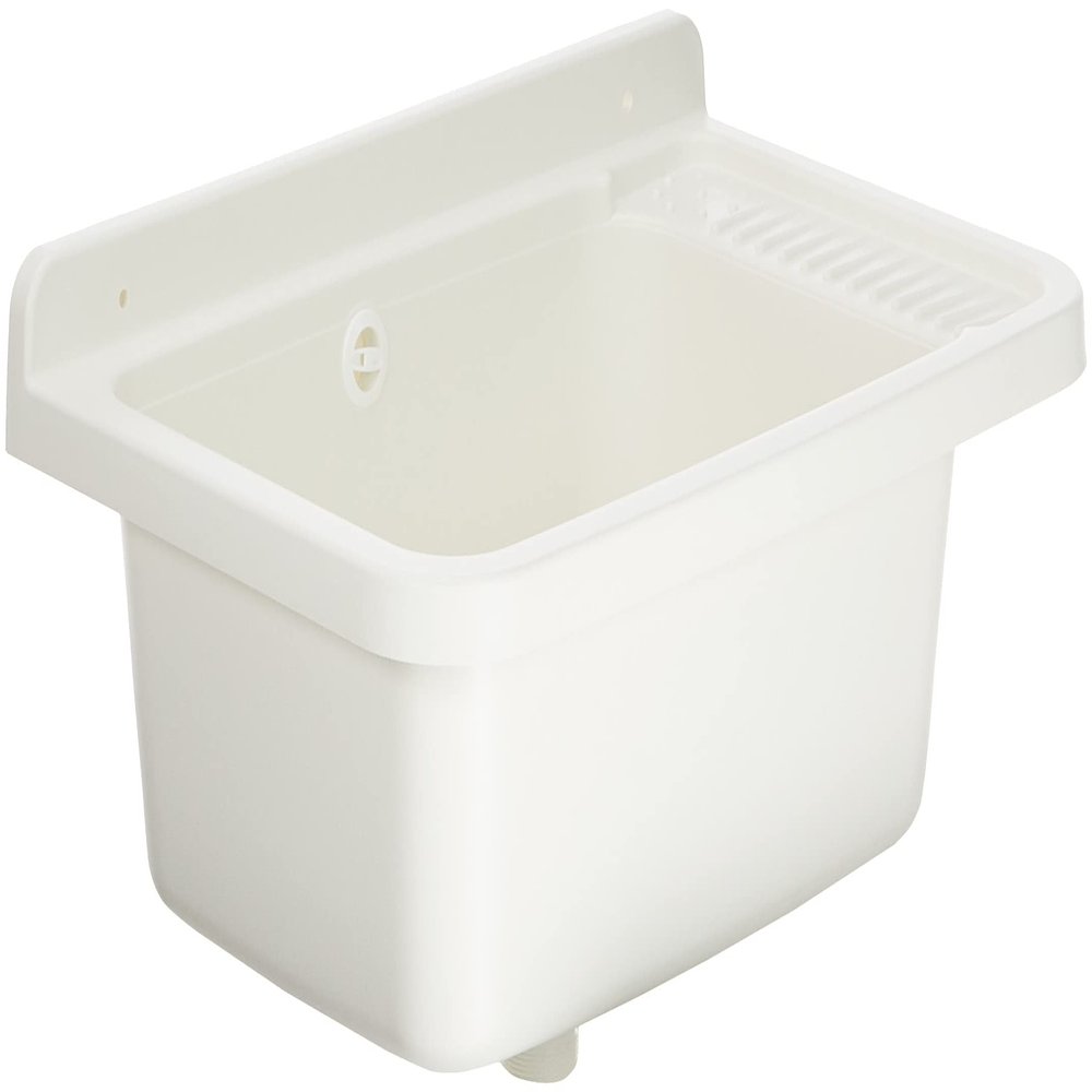 Adventa Sink Wall Mounted with Soap Dispenser, Outdoor Resin, White, 59x39x28