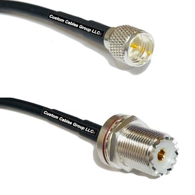 1 Foot RG58 Silver Plated Mini UHF Male to UHF Female Bulkhead RF Coaxial Cable