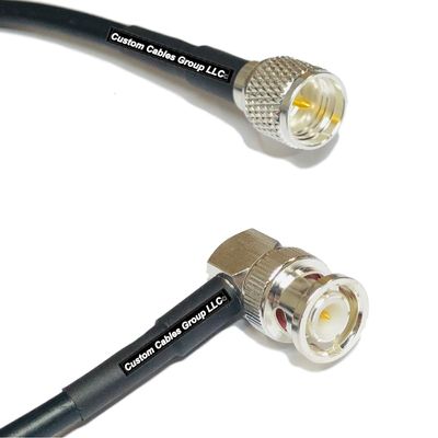1 Foot RG58 Silver Plated Mini UHF Male to BNC Male Angle RF Coaxial Cable