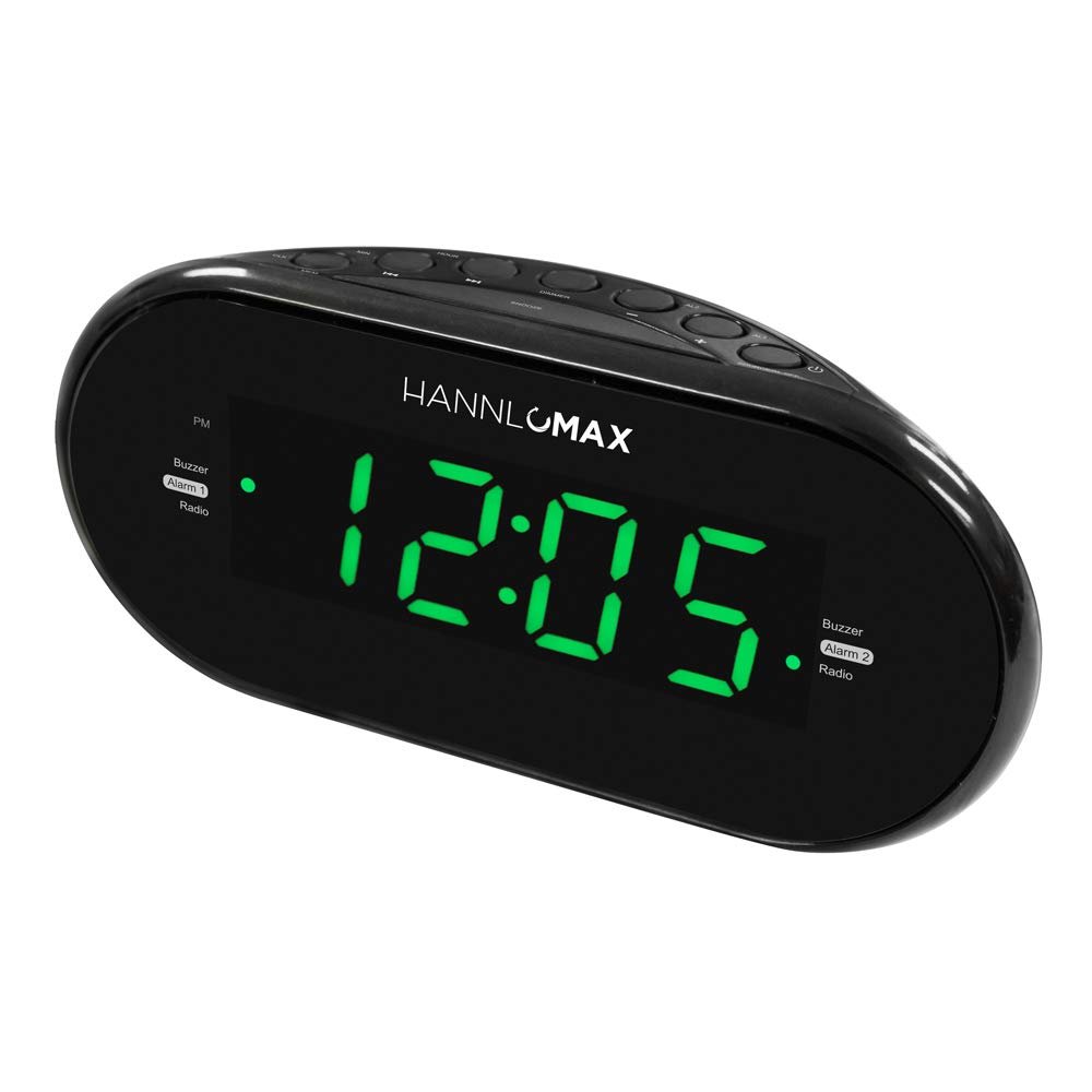 HANNLOMAX HX-123CR Alarm Clock Radio, AM/FM, 1.2 Green LED Display