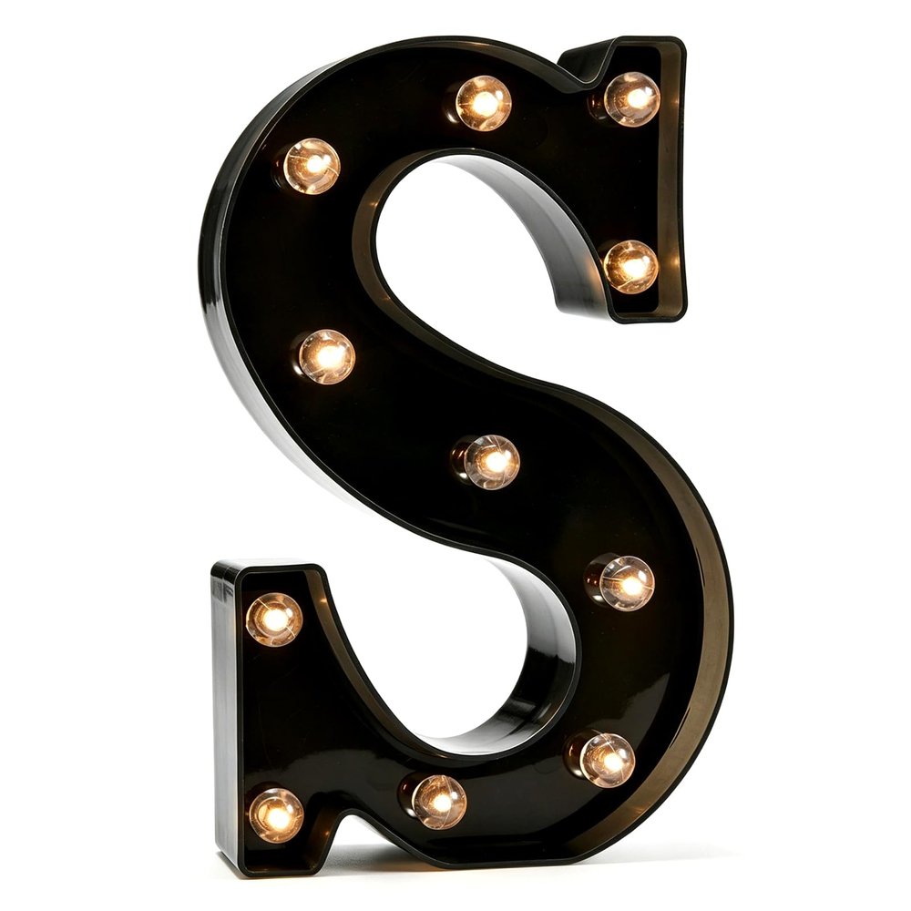 Pooqla Black Light Up Letter S, Marquee Letters Black Room Decor