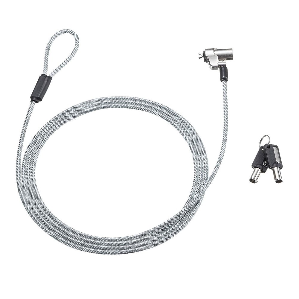 Sanwa Supply SLE-35S Cylinder Security Wire, Noble Wedge Slot Compatible, Wire Length 6.6 ft (2 m) / Wire Diameter 0.2 inches (4.4 mm)