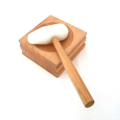 Large 6 Inch Wood Dapping Block With Large Double Domed Nylon Mallet