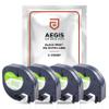 Aegis Adhesives - 4-Pack Label Tape Replacement for DYMO LetraTag Refills 91330 | 1/2" x 13' 12mm x 4m Black Print on White Paper Label Maker Tape | Compatible with DYMO LetraTag LT-100H Plus Printer view 1