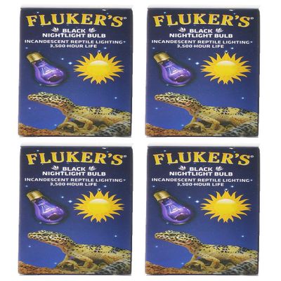 Fluker's 4 Pack of Black Nightlight Terrarium Bulbs, 75 Watts, Incandescent Reptile Lighting