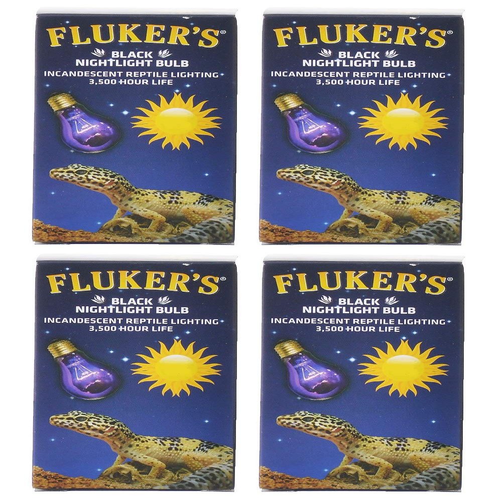 Fluker's 4 Pack of Black Nightlight Terrarium Bulbs, 75 Watts, Incandescent Reptile Lighting