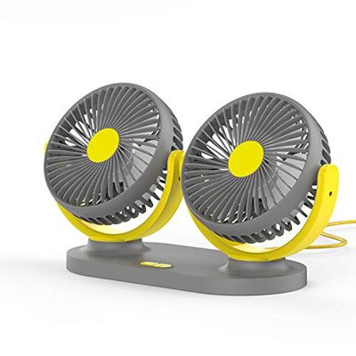 Double-head Mini Car Fan Adjustable Direction Car Small Fan Three-blade USB Portable Fan with Self-adhesive