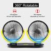 Double-head Mini Car Fan Adjustable Direction Car Small Fan Three-blade USB Portable Fan with Self-adhesive view 3