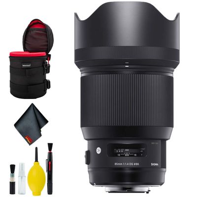 Sigma 85mm f/1.4 DG HSM Art Lens for Nikon F Mount (USA) Deluxe Bundle with Padded Lens Case and 6AVE Camera Lens Cleaning Kit