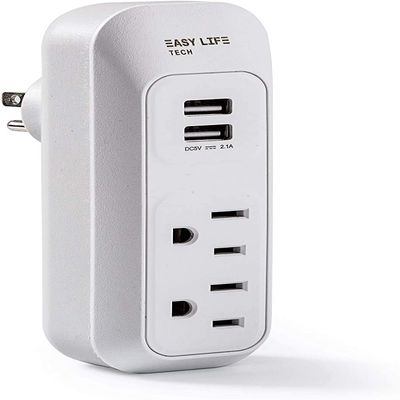 Wall Outlet Extender 2 AC Outlets & 2 USB Ports, Cruise Ship Approved, No Surge Protector Compact Travel Power Hub for Home, Dorm, Hotel & RV