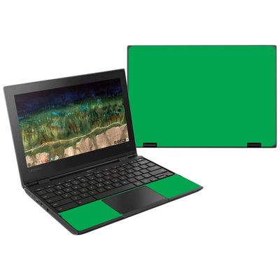 MightySkins Skin Compatible with Lenovo 500E Chromebook 11.6" (2018) - Solid Green | Protective, Durable, and Unique Vinyl Wrap Cover | Easy to Apply, Remove, and Change Styles | Made In The USA