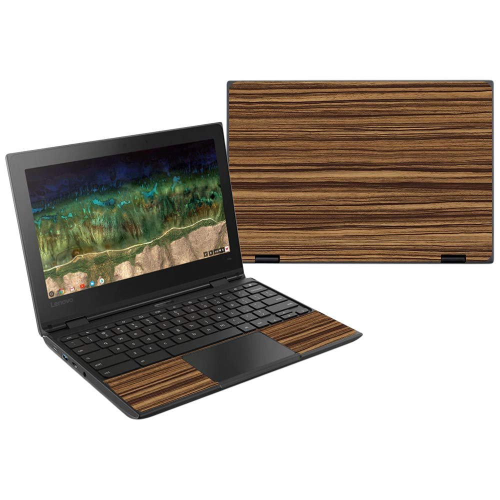 MightySkins Skin Compatible with Lenovo 500E Chromebook 11.6" (2018) - Dark Zebra Wood | Protective, Durable, and Unique Vinyl Wrap Cover | Easy to Apply, Remove, and Change Styles | Made In The USA