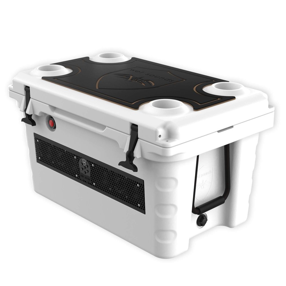 Wet Sounds Stealth SHIVR-55-WHT White High Output Audio Cooler Speaker System + Top Gator Step Kit - Black Over Whiskey