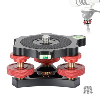 Koolehaoda Tripod Head Leveling Base Camera Leveler, Aluminum Tripod Leveler Stand with +/-5 Precise Angle Adjustment, 3/8" Thread for DSLR Camera Photography Tripod Panoramic Head