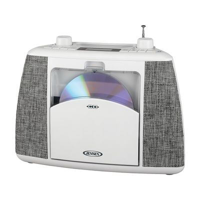 Jensen CD-565 Portable Bluetooth CD Music System, White