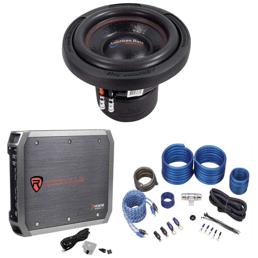 American Bass XD-1022 900w 10" Car Audio Subwoofer Sub+Mono Amplifier+Amp Kit