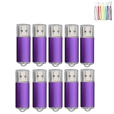 10PCS 2.0/3.0 USB Flash Drive Pen Drive Memory Stick Thumb Stick Pen Black (2.0/16GB, Purple)