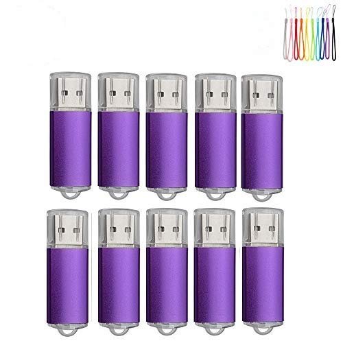 10PCS 2.0/3.0 USB Flash Drive Pen Drive Memory Stick Thumb Stick Pen Black (2.0/16GB, Purple)