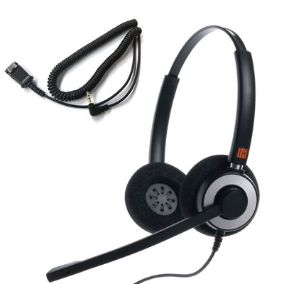 IPD Phone Headset 2.5mm with Microphone Noise Cancelling for Office and Call Center Corded IPH-165 Binaural- Compatible with Ciso SPA,Polycom 320,321,330 and Other Cordless Phones