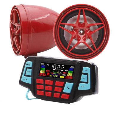 XYC 3" Motorcycle Weatherproof Bluetooth Wireless Speaker MP3 Music Player Sound Audio Stereo Amplifier System ATV UTV USB 2.0, Micro SD, FM Radio (Red Star Speaker)