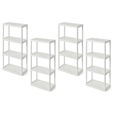 Gracious Living 4 Shelf Fixed Height Solid Light Duty Storage Unit 12 x 24 x 48 for Home, Garage, Basement, & Laundry, White (4 Pack)