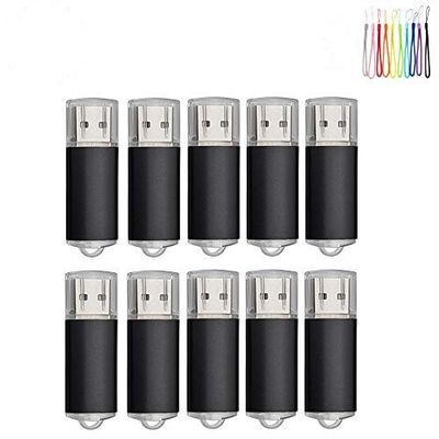10PCS 2.0/3.0 USB Flash Drive Pen Drive Memory Stick Thumb Stick Pen Black (2.0/1GB, Black)