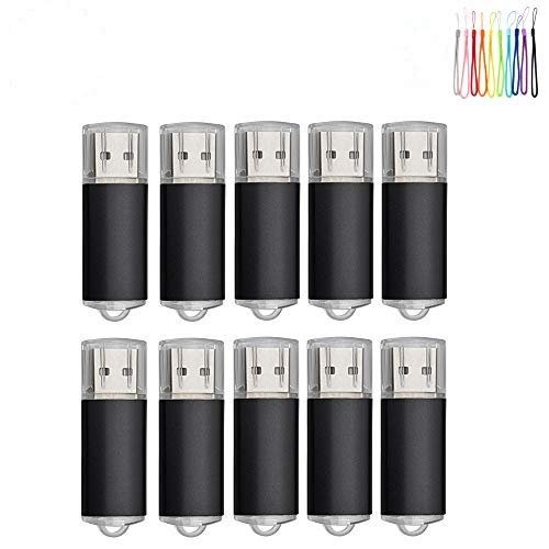 10PCS 2.0/3.0 USB Flash Drive Pen Drive Memory Stick Thumb Stick Pen Black (2.0/1GB, Black)