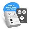 OREI World Travel Plug Adapter M8 Max, 3 USB + Pd 18W USB-C Input - 2 USA Outlets - Attachments for Europe, Asia, China, Japan, Africa - Perfect for Cell Phones, Tablets, Cameras and More view 2