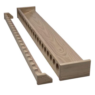 CSCarpentry Fishing Rod Rack, Solid Wood Wall Mount Pole Holder, Made to Order, Any Size (Unfinished Solid Red Oak Wood)