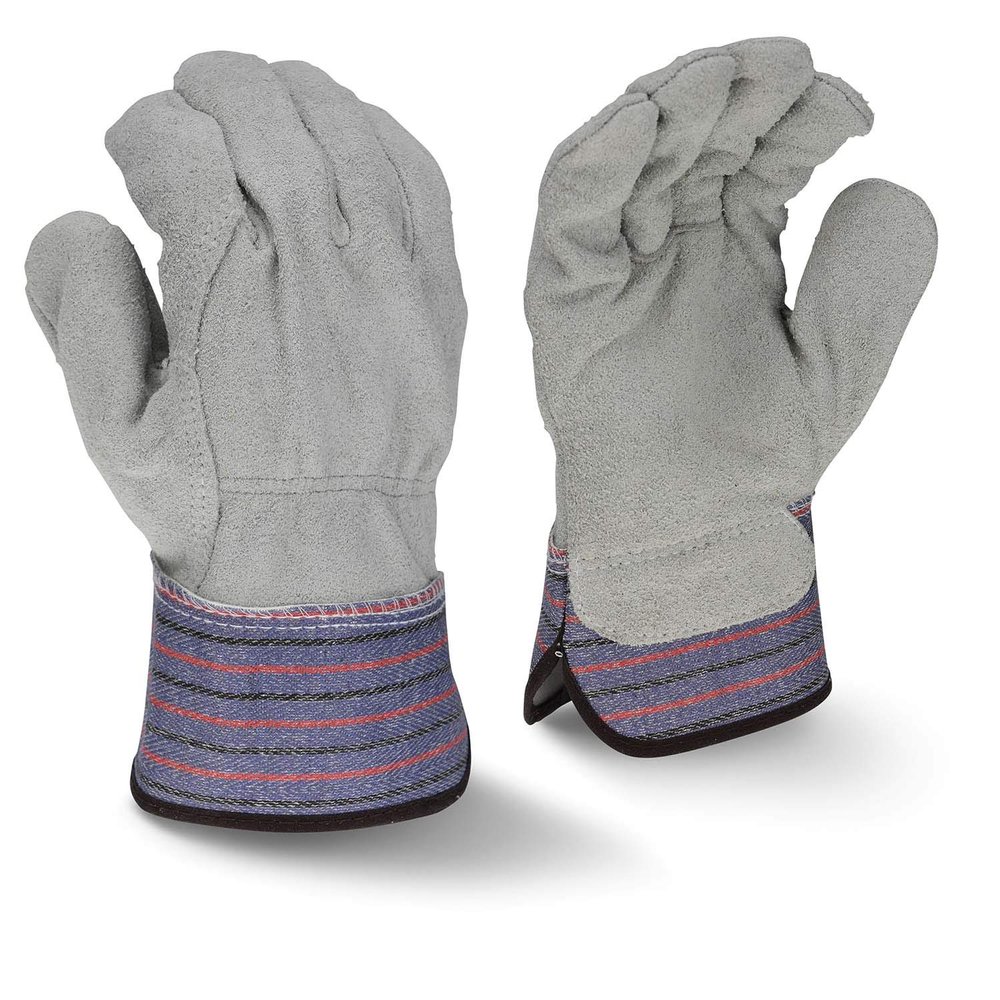 Full Regular Shoulder Gray Split Cowhide Leather Palm Glove