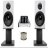 Rockville BluTube 70w Tube Amplifier Receiver Bundle Blue 14G50 OFC, (2) RockShelf 64W 400w Bookshelf Speakers & (2) RHT8B Bookshelf Speaker Stands (4 Items) view 1