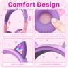 FosPower Kids Headphones with LED Cat Ears (85dB Safe Volume Limit), 3.5mm Soft On-Ear Wired Headphones with Tangle-Free Laced Cables for iPad/Tablet/School/Travel - Baby Pink/Lavender view 2