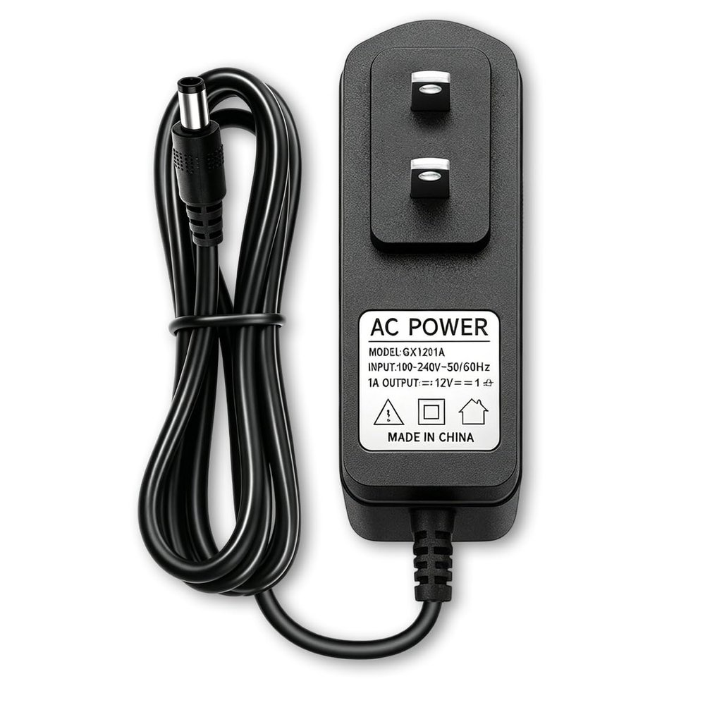 12V 1A Power Supply Adapter for IP/CCTV Security Camera, Output DC 12V 1000mA, Input AC 100V-240V, 50/60Hz, US Plug,10ft AC to DC Power Cord (Black)