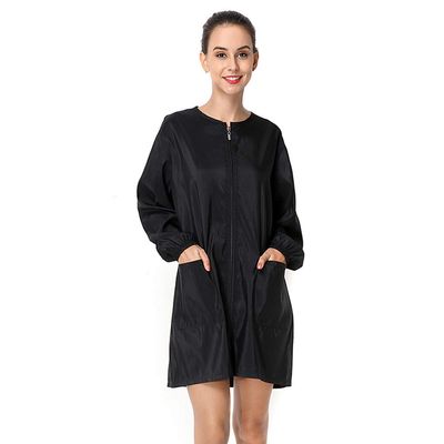 Exttlliy Polyester Professional Salon Smock Hair Stylist Jacket, Black, XL