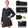 Exttlliy Polyester Professional Salon Smock Hair Stylist Jacket, Black, XL view 2