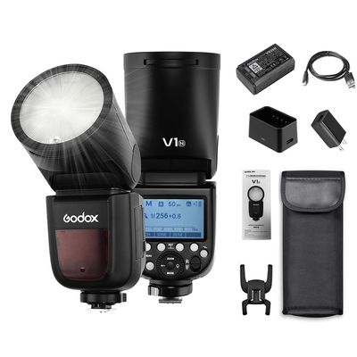 Godox V1N Professional Camera Flash Speedlite Speedlight Round Head Wireless 2.4G Fresnel Zoom for Nikon D5300 D750 D850 D7100 Z7Cameras Camcorder for Wedding Portrait Studio Photography