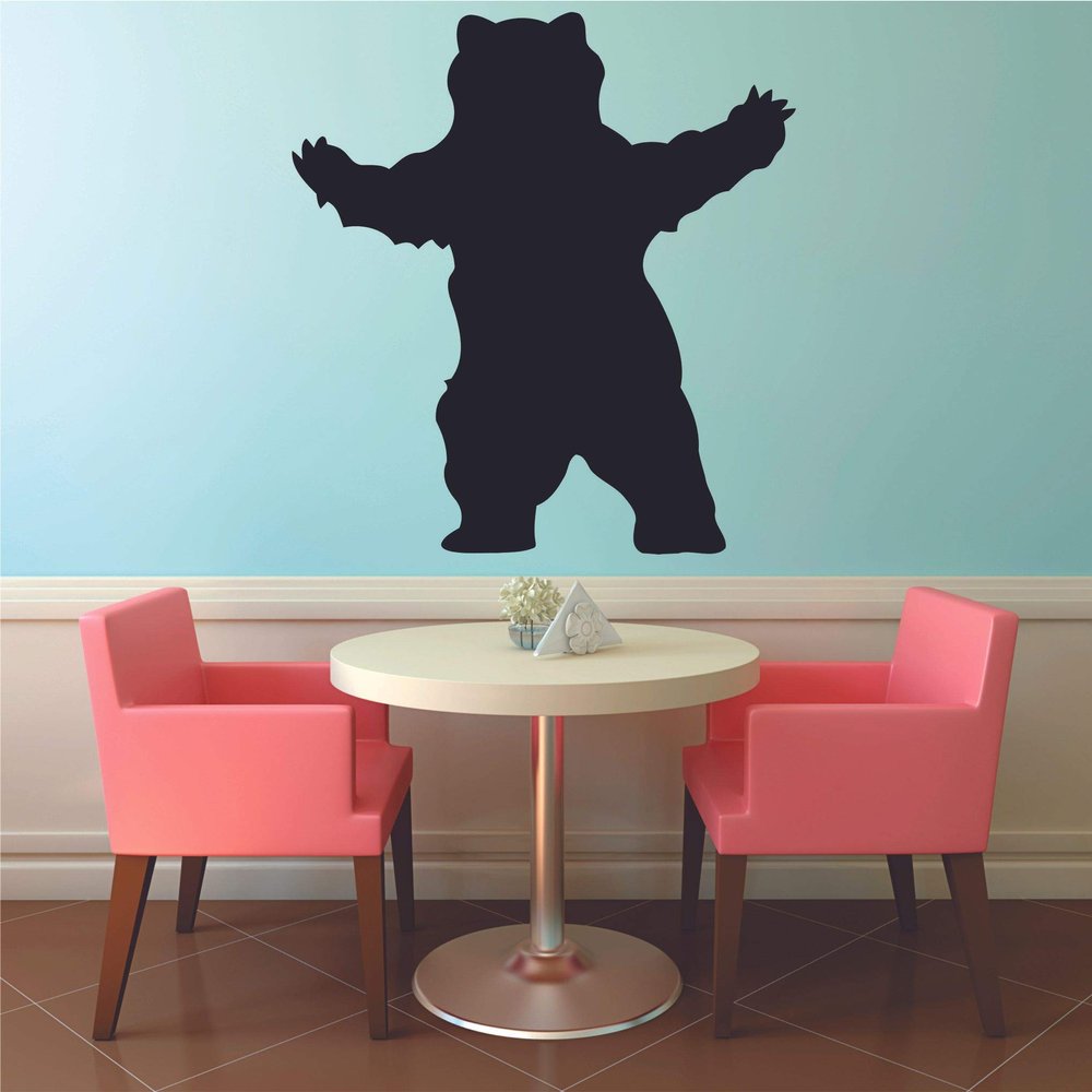 Big Black Bear Silhouette Animals Wall Sticker Vinyl Wall Art Decal for Girls Boys Baby Kid Bedroom Nursery Daycare Kindergarten Cartoon Home Decor Stickers Wall Art Vinyl Decoration Size (20x10 inch)