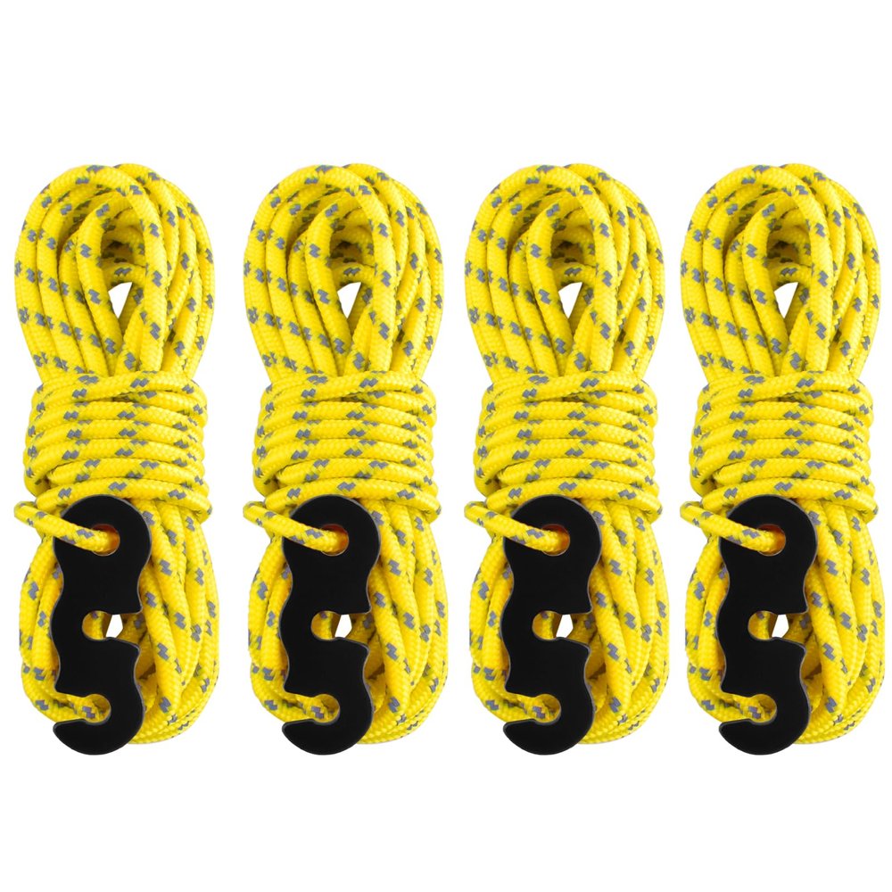 Azarxis Reflective Cord Pack, Tent Guyline Rope High-Strength Lightweight 13ft per piece with Aluminum Cord Adjuster for Tying Down Tarps, Camping Tent, Outdoor Packaging (Yellow - 4 Pack - 3mm)