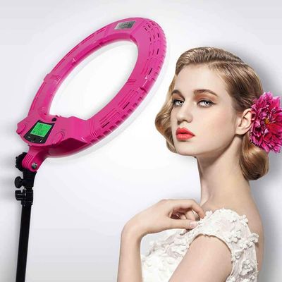 Yidoblo QS-480SII Ring lamp 18" 96W 480pcs LED Ring Light 2800-9900K Video Beauty Salon YouTube Media Film Studio Sefile (QS-480Ell Rose RED)