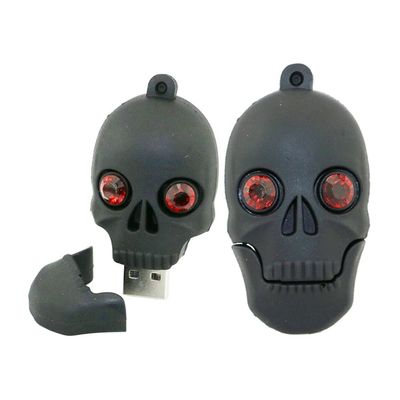 128GB Human Skeleton Shape USB Flash Drive USB 2.0 Stick Flash Disk Thumb Drive U Disk Pen Drive USB 2.0 Stick PenDrive USB Drive Memory Stick External Storage USB Disk with Chain (Black)