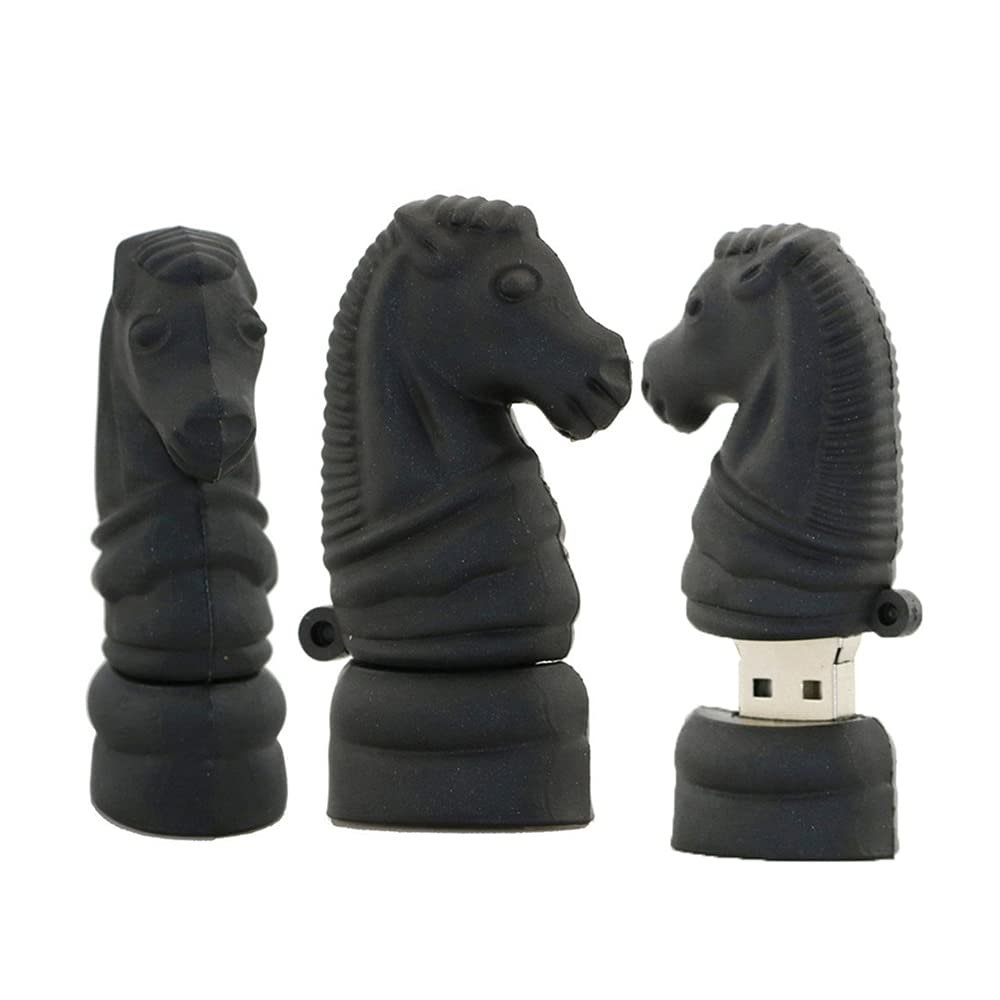 16GB Chess Knight Shape USB Flash Drive U Disk USB 2.0 Data USB Flash Disk Memory Stick Pen Drive Storage Device USB Drive External Storage Flash Disk (Black)
