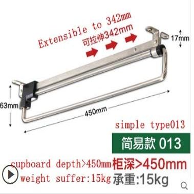 Ochoos 1pcs Wardrobe Hanger Fittings top mounting bar Hardware Telescopic Hanger Cabinet Push and Pull Hanger Clothes Hanger - (Color: Brown)