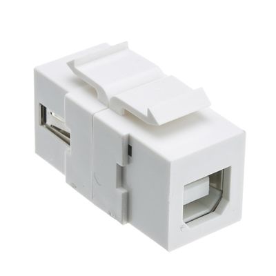 ACCL Keystone Insert, White, USB 2.0 Type A Female to Type B Female Reversible Adapter, 4pk