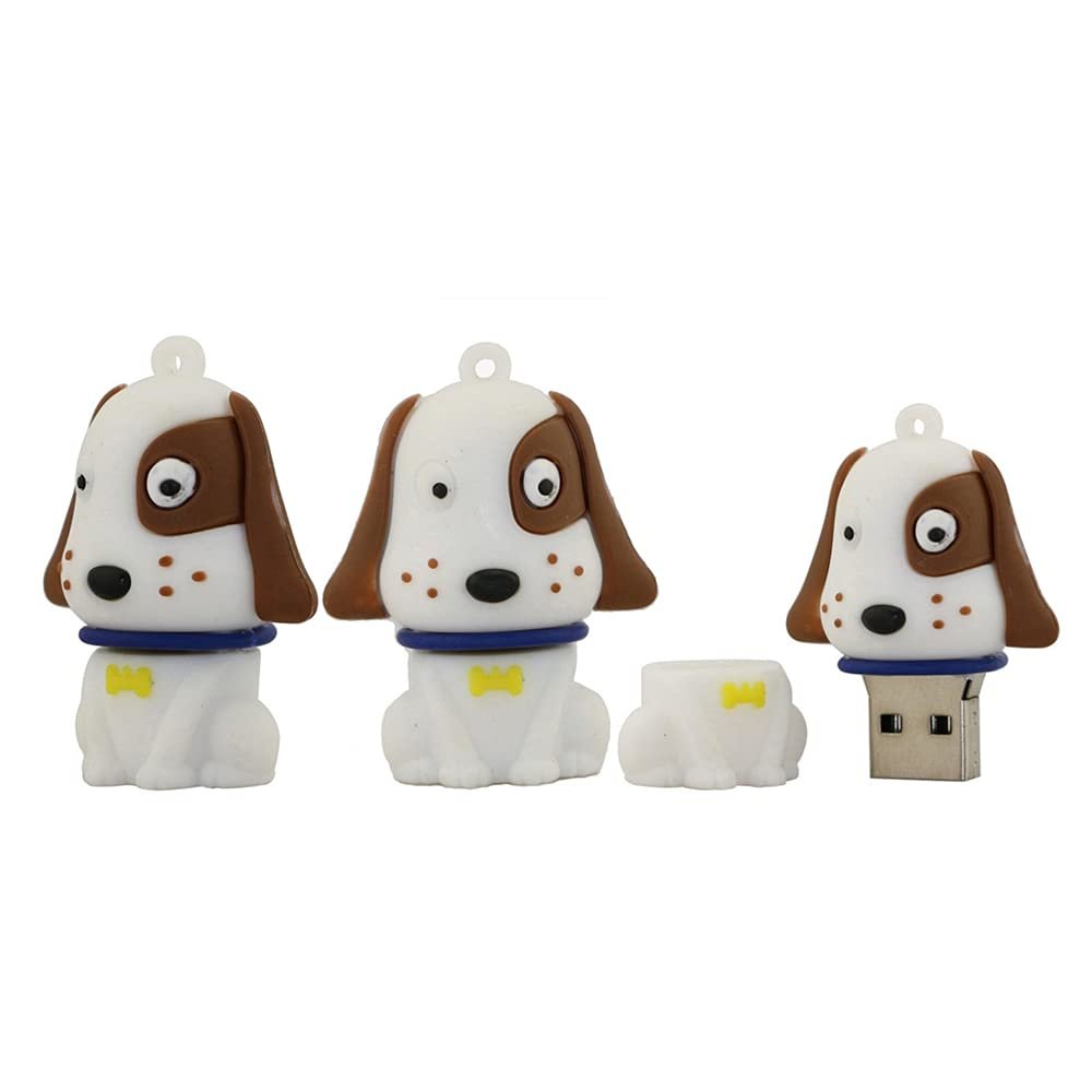 128GB Animal Dog Shape USB Flash Drive U Disk USB 2.0 Data USB Flash Disk Memory Stick Pen Drive Storage Device USB Drive External Storage Flash Disk (White)