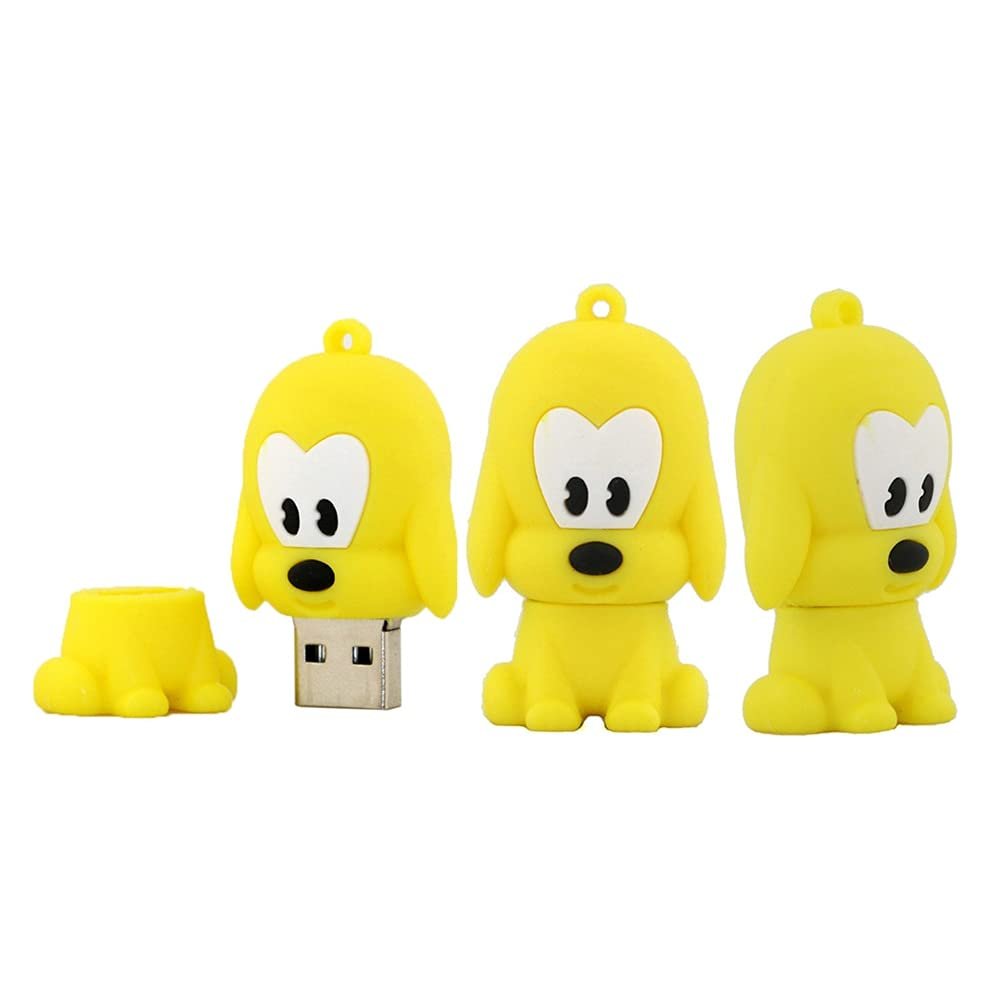 128GB Animal Dog Shape USB Flash Drive U Disk USB 2.0 Data USB Flash Disk Memory Stick Pen Drive Storage Device USB Drive External Storage Flash Disk (Yellow)