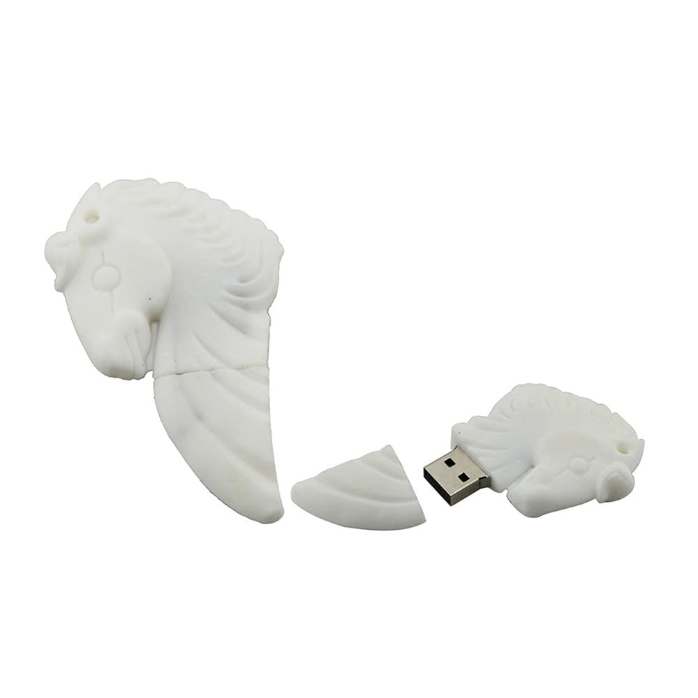 128GB Pegasus Horse Shape USB 2.0 Flash Drive USB Stick USB Flash Disk Pen Drive U Disk USB Disk Flash Memory Thumb Drive Memory Stick with Chain (White)