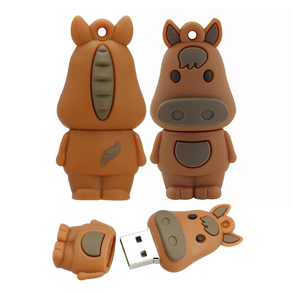 32GB Cartoon 12 Symbolic Animals USB Flash Drive U Disk USB 2.0 Data USB Flash Disk Memory Stick Pen Drive Storage Device USB Drive External Storage Flash Disk USB Disk (Horse)